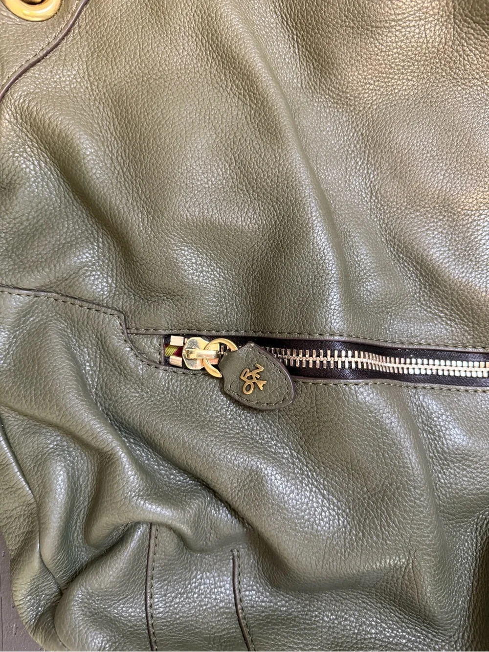orYANY Olive Green Pebbled Leather Chain Hobo Shoulder Crossbody Bag